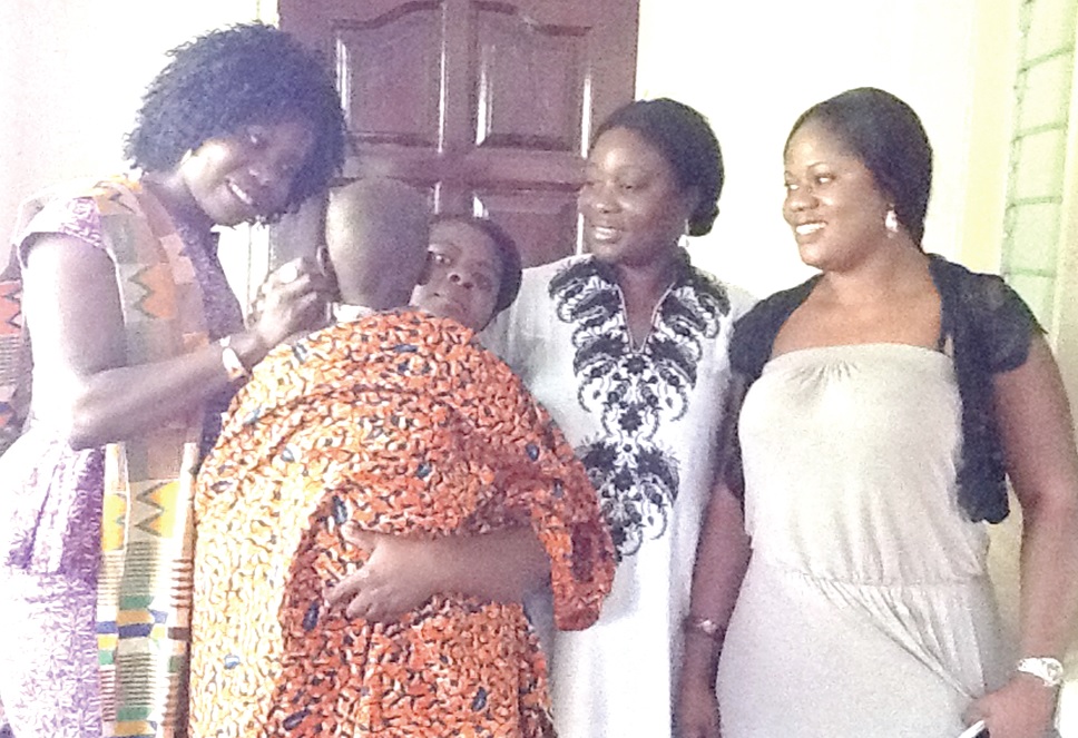 Ms Apoh (left) admiring the little baby. Holding the baby is Janet Osei, and on the far right are Ms Jennifer Osei and Ms Shirley Ablakwa (2nd right), the good samaritans
