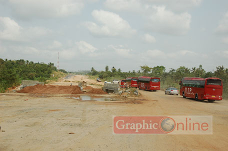 Nsawam-Suhum portion of the major highway linking the south to the north. It is still under construction