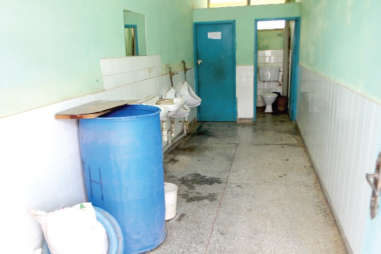 The insanitary condition in one of the washrooms.