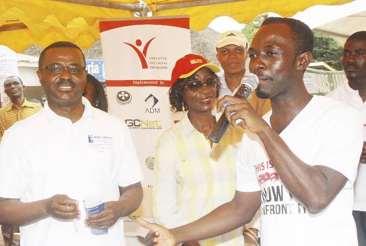 Okyeame Kwame at the World Hepatitis event with Ms Sherry Ayitey and Dr Paul Sekyere-Nyantakyi
