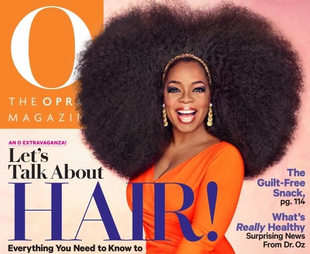 Oprah Winfrey wearing 3.5 pounds of hair on the Spetember 2013 cover of O Magazine.