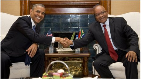 Obama praises Mandela 'inspiration' on his visit to South Africa