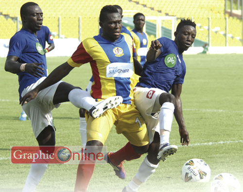 • Top target: Godfred Saka(right) in action against Hearts in the Premier League last season