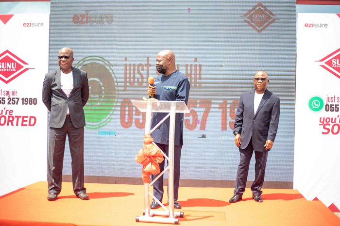 From right: Mr Ishola Akintunde, Mr Paa Kwesi Yankey and Mr Adeyemi Adetuwo at the launch of the Ezisure mobile platform From right: Mr Ishola Akintunde, Mr Paa Kwesi Yankey and Mr Adeyemi Adetuwo at the launch of the Ezisure mobile platform