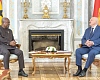 President John Dramani Mahama (left) in a discussion with President Alexander Lukashenko, President of the Republic of Belarus, during a meeting