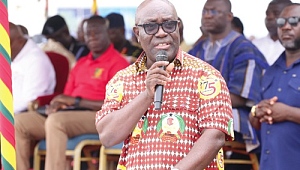  Dr Yaw Baah, Secretary-General, Trades Union Congress, addressing workers during the 2024 May Day celebrations in Accra. Picture: SAMUEL TEI ADANO