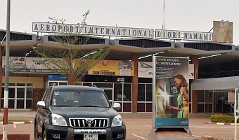 The sound of gunfire came from Niamey's airport, which was attacked in January (file photo)