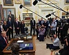 Trump took questions from the press in the Oval Office shortly after the announcement