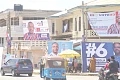 Giant billboards of candidates on the road leading to the Baba Yara Stadium in Kumasi. Pictures: EMMANUEL BAAH