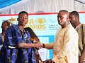 Yakubu Abdul-Majeed (right), the Northern Regional Chairman of the GJA, handing over the Mining and Natural Resources Award to Gilbert Azeem Tiroog, Upper East Regional Correspondent of the Daily Graphic