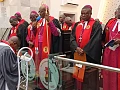 Most Rev Prof Johnson Asamoah-Gyadu Presiding Bishop of the Methodist Church Ghana inducting Mr Alfred Sakyi, Lay President of the Church into office