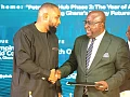 Dr Toni Aubynn (right), CEO, Petroleum Hub Development Corporation, shaking hands with Boubacar Belco Bah (left), Representative of Investment Consortium, after signing the agreement. Picture: ELVIS NII NOI DOWUONA 