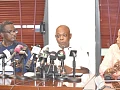 James Agalga (middle), Majority Leader, addressing the press
