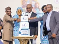 Kwasi Agyei (3rd from right), Controller and Accountant General, being assisted by Cynthia Amerley Amarteifio (2nd from right), Board Chairperson, Students Loan Trust Fund; Dr Emmanuel Newman (right), Director of Tertiary Education Division, Ministry of Education, and Dr Hajia Saajida Shiraz (3rd from left), Chief Executive Officer, Students Loan Trust Fund, to cut the cake to mark the 20th anniversary of the Students Loan Trust Fund. Picture: ELVIS NII NOI DOWUONA 