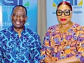 Alex Apau Dadey (left), Chairman, KGL Group, with Helga Boadi, Executive Director, GNPC Foundation