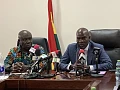 Haruna Iddrisu (right), Minister of Education, briefing the media on the outcome of the meeting with the three teacher unions. With him is Emmanuel Kwadwo Agyekumthe, Minister of Employment and Job Creation