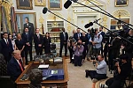 Trump took questions from the press in the Oval Office shortly after the announcement