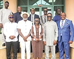 Prof. Akua Opokua Britwum (middle), Chairperson of the National Media Commission, with Prof. Samuel Kwaku Hayford (2nd from right), newly inaugurated Chairman of the GCGL Board; Bernard Owusu (2nd from left) and fellow board members after the inauguration ceremony. Picture: CALEB VANDERPUYE 