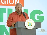 President John Mahama speaking during the town hall meeting at Goaso