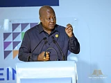 President John Dramani Mahama speaking at the Alamein Africa Forum in El Alamein in Egypt.