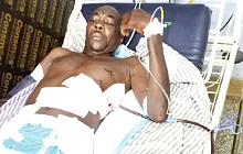 The victim, Bright Kofi Zokli, in hospital