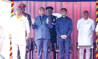 Some members of the Clergy, security service and state officials at the Prayer and Thanksgiving Service