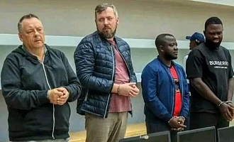 (From left to right) Russians Lev Lakshtanov and Igor Ratchin were on trial with two Angolans, Amor Carlos Tomé and Francisco Oliveira