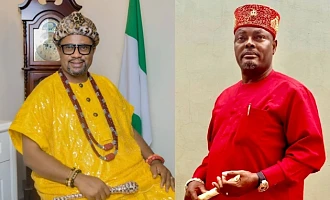 Chukwudi Jude Ihenetu (left) and Innocent Lekwuwa Ukejelam Ọnọchirimba (right) as Patron of Igbo Community in Ghana