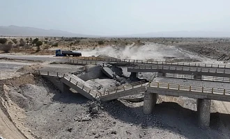 Images shared on Friday showed a damaged bridge in Iran's southern Hormozgan province