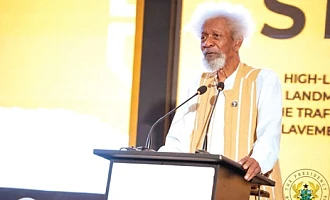 Professor Wole Soyinka, Nobel Laureate and Playwright, speaking at the Next Steps Consultative Summit in Accra