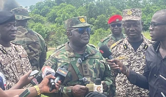 Brigadier General Maxwell Obuba Mantey, the Director-General of NACOC, speaking to the press