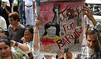 A protest in Kolkata against the rape and murder of the 11-year-old in Baruipur