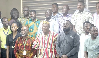Christopher Nana-Banyin Yalley (3rd from right), Deputy Executive Secretary of the Energy Commission; Rev Harry Nii Kwatei Owoo (middle), Chief Director, Greater Accra Regional Coordinating Council, and Kankam-Boadu (3rd from left) from the Office of the Head of the Local Service with other participants in the workshop. Picture: ESTHER ADJORKOR ADJEI.