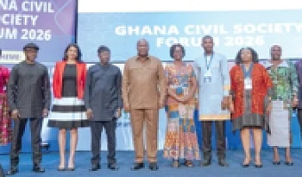 President John Dramani Mahama (6th from left) with other dignitaries  at the Ghana Civil Society Forum 2026