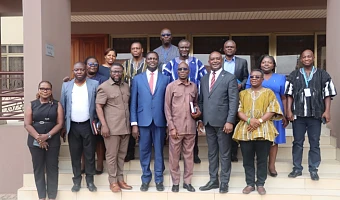 Peter Nortu-Kotoe (3rd from right), Chairman of the Parliamentary Sellect Committee on Education and Ahmed Jinapor (2nd from right), Director-General of GTEC  and other members of the committee as well as Parliamentary and GTEC staff after a working visit to GTEC
