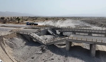 Images shared on Friday showed a damaged bridge in Iran's southern Hormozgan province