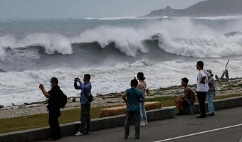 Typhoon Bavi, which spans 1,000km at its widest point – roughly the width of France – is sweeping across the Pacific towards Taiwan
