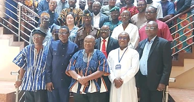 Kakra Essamuah (3rd from left), Governing Board Chair of the Ghana AIDS Commission, and dignitaries present at the 15th National HIV and AIDS Partnership Forum