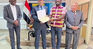 Daily Graphic’s Emmanuel Ebo Hawkson (2nd right), receiving his certificate from Saleh El Salhi, Deputy President of the Supreme Council for Media Regulations from Egypt. Looking on is Edmund Kofi Yeboah (left), General Secretary of the GJA and Ambassador Ahmed Haggag, a former Ambassador of Egypt to Kenya .