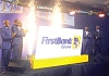 Victor Yaw Asante (right), Chief Executive Officer, FBNBank Ghana, with Dr Mohammed Amin Adam (2nd from right), Minister of Finance, Olisegun Alebiosu (left), acting FirstBank Group Chief Executive Officer, and Dr Ernest Addison (2nd from left), Governor, Bank of Ghana, jointly unveiling the new logo of FirstBank in Accra.  Picture: ESTHER ADJORKOR ADJEI